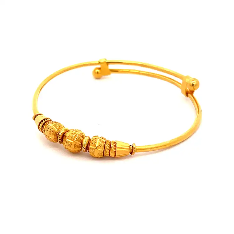 22K Yellow Gold Adjustable Baby Bangle Set of 2